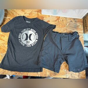 Hurley Boys Tee Shirt and Black Adjustable Shorts